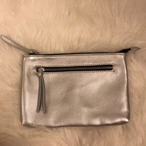 Silver metallic clutch